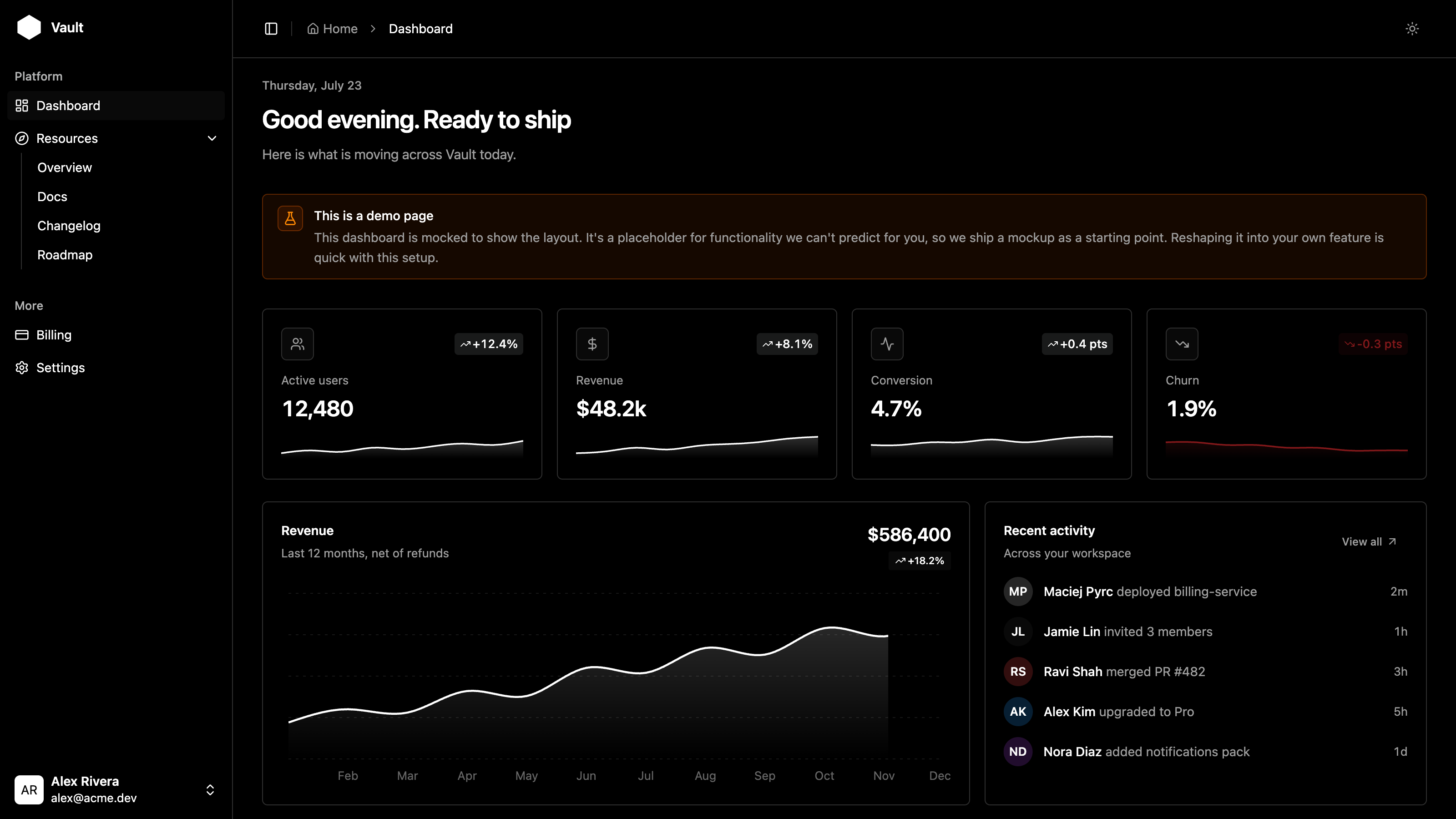 Vault's workflow automation dashboard
